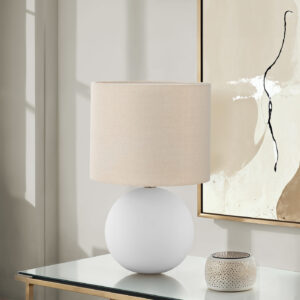 Lighting, 16"H, Table Lamp, Cream Shade, Cream Ceramic, Contemporary