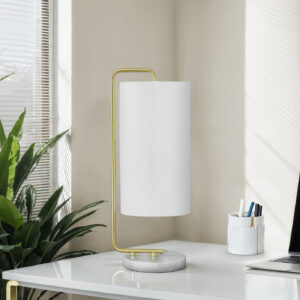 Lighting, 20"H, Table Lamp, White Marble, Ivory / Cream Shade, Contemporary