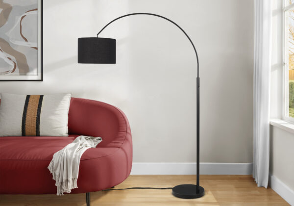 Lighting, 81″H, Floor Lamp, Black Metal, Black Shade, Contemporary