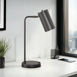 Lighting, 18"H, Table Lamp, Usb Port Included, Grey Metal, Grey Shade, Modern