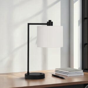 Lighting, 19"H, Table Lamp, Usb Port Included, Black Metal, Ivory / Cream Shade, Modern