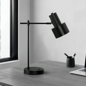Lighting, 21"H, Table Lamp, Usb Port Included, Black Metal, Black Shade, Modern