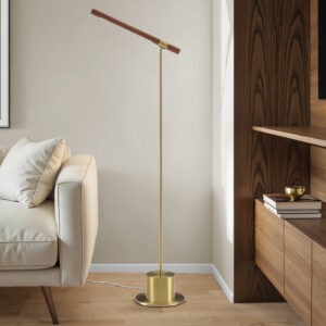 Lighting, 65"H, Floor Lamp, Brass Metal, Wood-look Shade, Contemporary