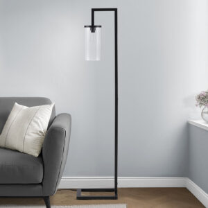 Lighting, 68"H, Floor Lamp, Black Metal, Glass Shade, Contemporary