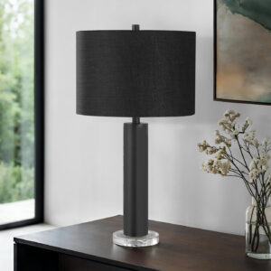 Lighting, 28"H, Table Lamp, Black Metal, Black Shade, Contemporary