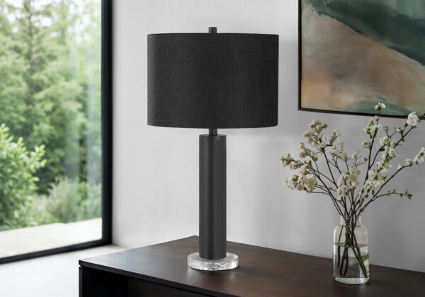 Lighting, 28″H, Table Lamp, Black Metal, Black Shade, Contemporary