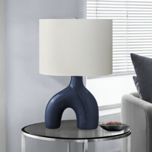 Lighting, 25"H, Table Lamp, Blue Ceramic, Ivory / Cream Shade, Contemporary, Modern