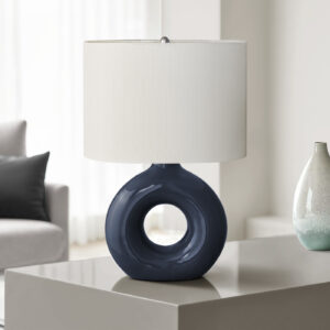 Lighting, 24"H, Table Lamp, Blue Ceramic, Ivory / Cream Shade, Contemporary, Modern