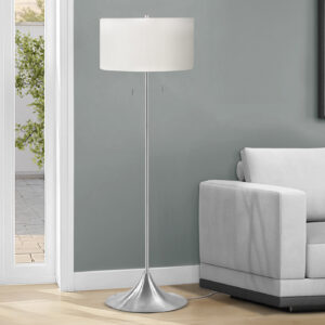 Lighting, 61"H, Floor Lamp, Silver Metal, Ivory / Cream Shade, Contemporary