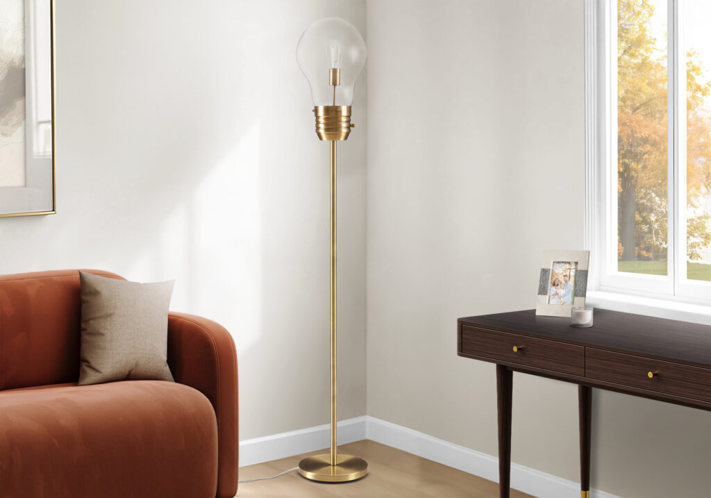 Lighting, 71″H, Floor Lamp, Brass Metal, Contemporary