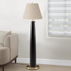 Lighting, 62"H, Floor Lamp, Black Metal, Beige Shade, Contemporary