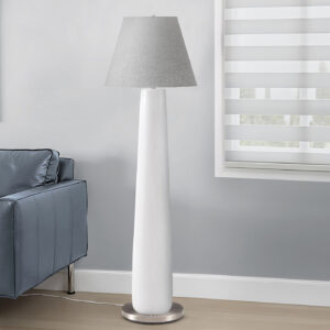 Lighting, 61"H, Floor Lamp, White Resin, Grey Shade, Contemporary