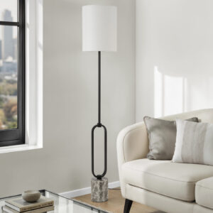 Lighting, 64"H, Floor Lamp, Black Metal, Ivory / Cream Shade, Contemporary