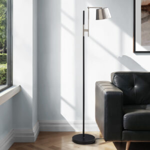 Lighting, 65"H, Floor Lamp, Black Metal, Nickel Shade, Contemporary