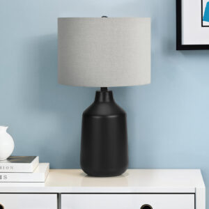 Lighting, 24"H, Table Lamp, Black Concrete, Grey Shade, Contemporary