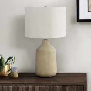 Lighting, 24"H, Table Lamp, Beige Concrete, Ivory / Cream Shade, Contemporary