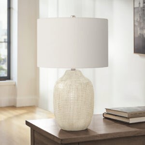 Lighting, 26"H, Table Lamp, Cream Ceramic, Ivory / Cream Shade, Contemporary