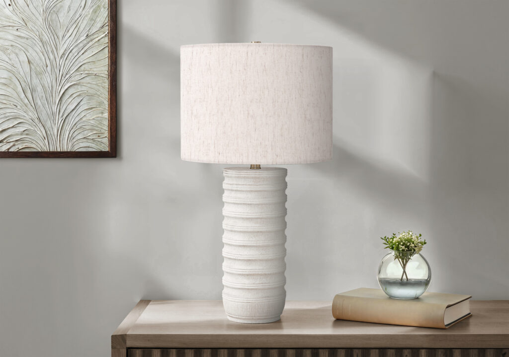 Lighting, 28″H, Table Lamp, Cream Resin, Ivory / Cream Shade, Transitional