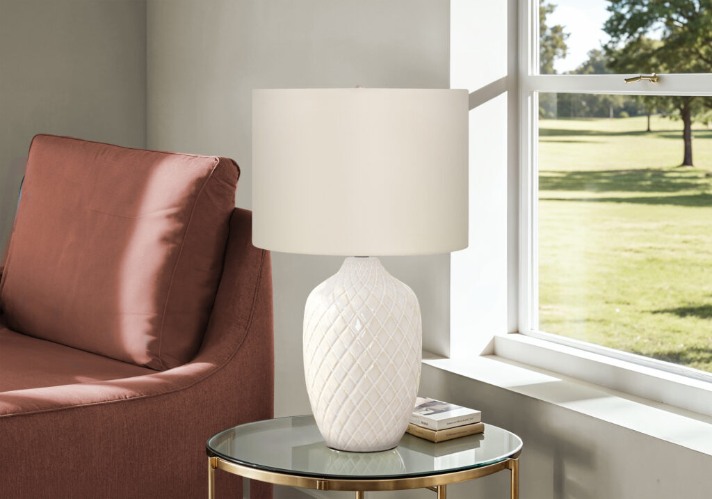 Lighting, 25″H, Table Lamp, Cream Ceramic, Ivory / Cream Shade, Transitional