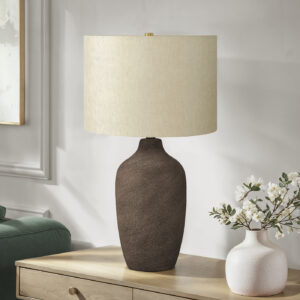Lighting, 27"H, Table Lamp, Grey Ceramic, Beige Shade, Contemporary