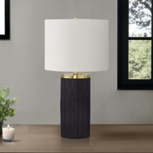 Lighting, 24"H, Table Lamp, Black Concrete, Ivory / Cream Shade, Modern