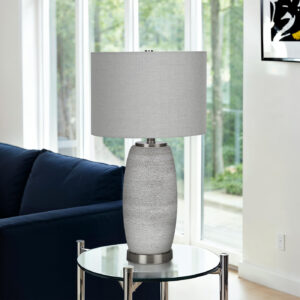 Lighting, 25"H, Table Lamp, Grey Ceramic, Grey Shade, Modern