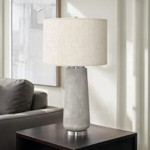 Lighting, 29"H, Table Lamp, Grey Resin, Ivory / Cream Shade, Modern