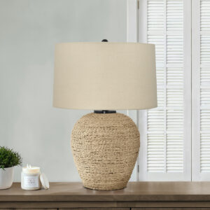 Lighting, 25"H, Table Lamp, Rattan, Beige Shade, Transitional