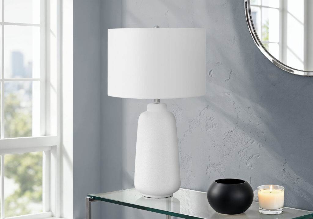 Lighting, 26″H, Table Lamp, Cream Ceramic, Ivory / Cream Shade, Modern
