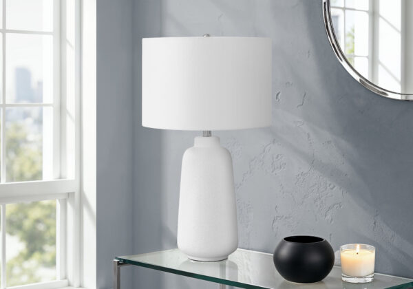 Lighting, 26″H, Table Lamp, Cream Ceramic, Ivory / Cream Shade, Modern