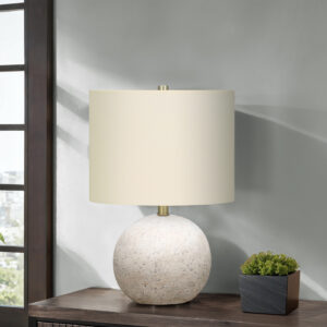 Lighting, 20"H, Table Lamp, Grey Concrete, Ivory / Cream Shade, Contemporary