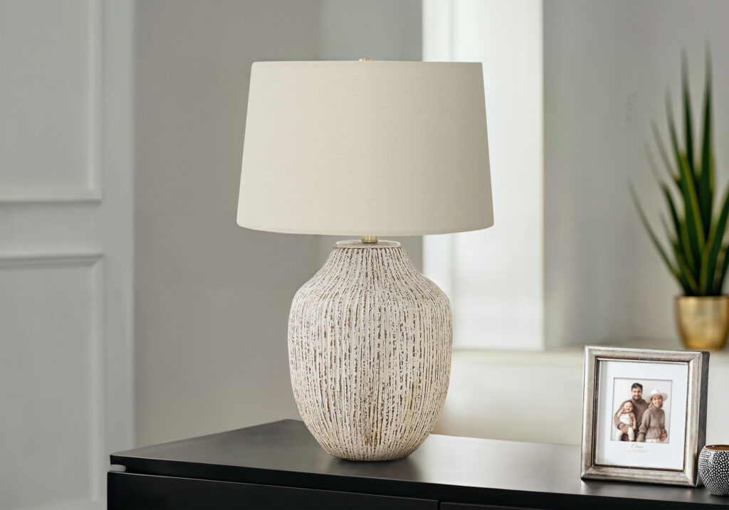 Lighting, 26″H, Table Lamp, Cream Ceramic, Ivory / Cream Shade, Transitional