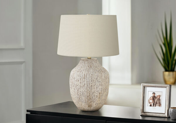 Lighting, 26″H, Table Lamp, Cream Ceramic, Ivory / Cream Shade, Transitional