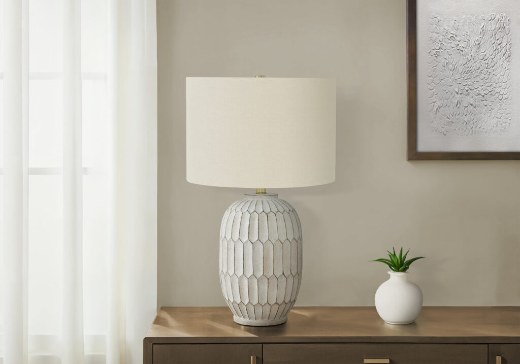 Lighting, 24″H, Table Lamp, Cream Resin, Ivory / Cream Shade, Transitional