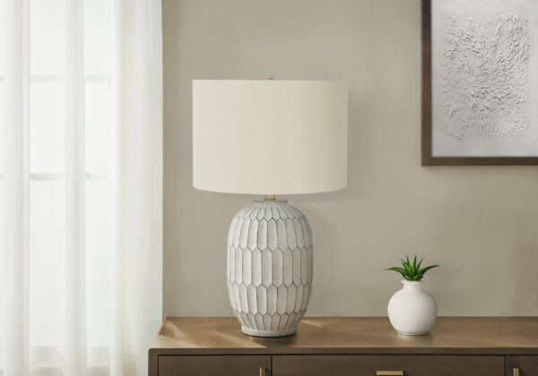 Lighting, 24″H, Table Lamp, Cream Resin, Ivory / Cream Shade, Transitional