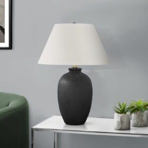Lighting, 24"H, Table Lamp, Black Ceramic, Ivory / Cream Shade, Modern