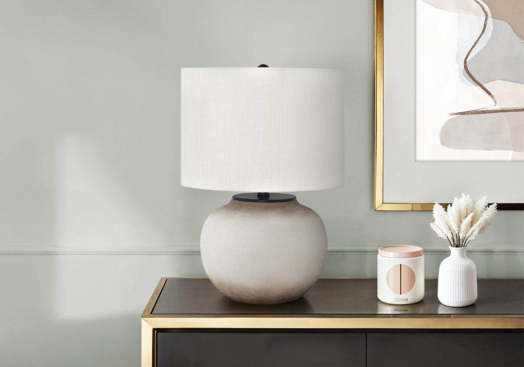 Lighting, 21″H, Table Lamp, Cream Ceramic, Ivory / Cream Shade, Modern