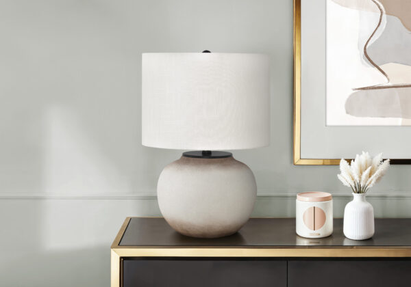 Lighting, 21″H, Table Lamp, Cream Ceramic, Ivory / Cream Shade, Modern