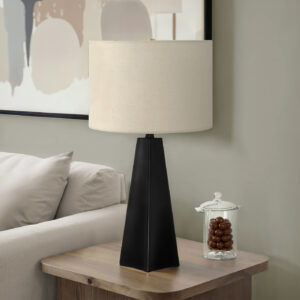 Lighting, 27"H, Table Lamp, Black Resin, Beige Shade, Modern