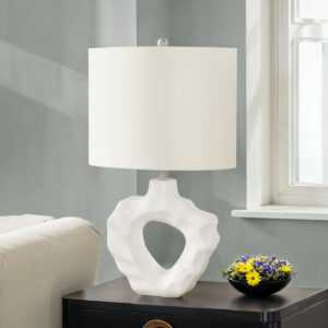 Lighting, 25"H, Table Lamp, Cream Resin, Ivory / Cream Shade, Modern