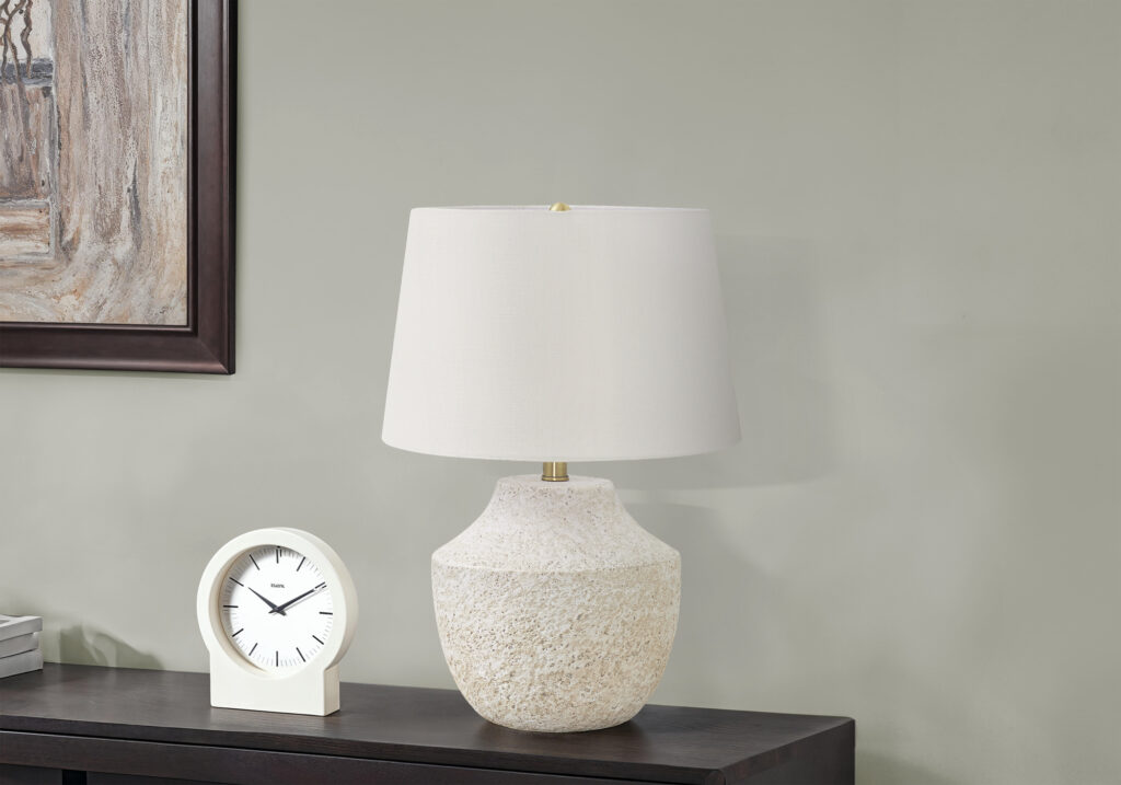 Lighting, 20″H, Table Lamp, Cream Concrete, Ivory / Cream Shade, Modern