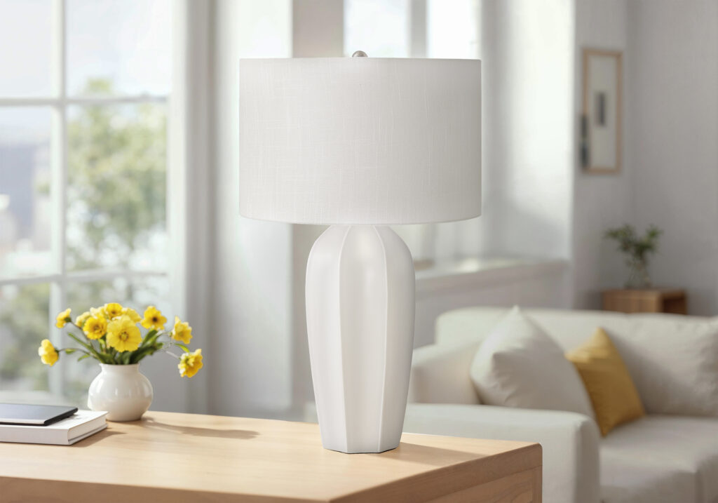 Lighting, 27″H, Table Lamp, Cream Ceramic, Ivory / Cream Shade, Modern
