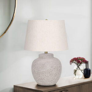 Lighting, 22"H, Table Lamp, Cream Concrete, Ivory / Cream Shade, Modern