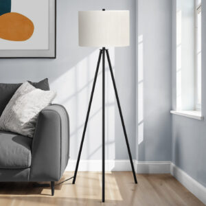 Lighting, 63"H, Floor Lamp, Black Metal, Ivory / Cream Shade, Contemporary