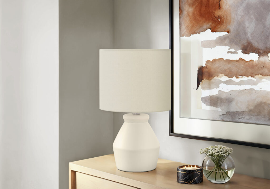 Lighting, 17″H, Table Lamp, Cream Ceramic, Ivory / Cream Shade, Modern
