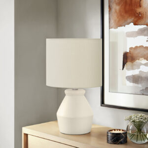 Lighting, 17"H, Table Lamp, Cream Ceramic, Ivory / Cream Shade, Modern