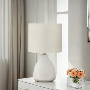 Lighting, 17"H, Table Lamp, Cream Ceramic, Ivory / Cream Shade, Modern