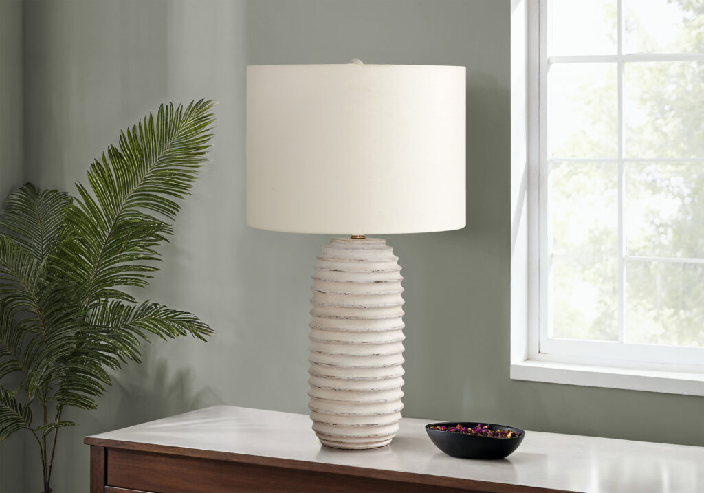Lighting, 28″H, Table Lamp, Cream Resin, Ivory / Cream Shade, Transitional