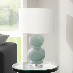 Lighting, 25"H, Table Lamp, Blue Ceramic, Ivory / Cream Shade, Contemporary, Modern