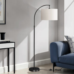 Lighting, 65"H, Floor Lamp, Black Metal, Ivory / Cream Shade, Contemporary